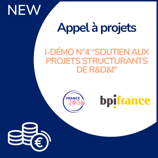 L’appel à projets i-Démo du plan France 2030 a pour objectif le développement de produits ou services très innovants et à haute valeur ajoutée, afin de renforcer la base scientifique et technologique française. Il soutient aussi des démonstrateurs à échelle industrielle ou préindustrielle pour des innovations à un stade de développement avancé.